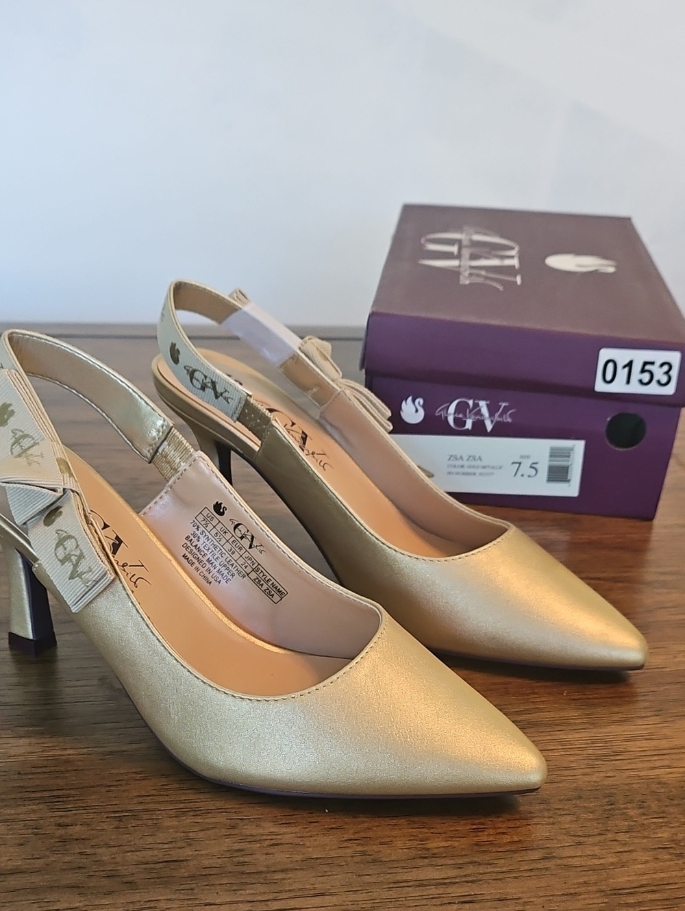 Gloria Vanderbilt Gold Pointed Slingback Heels 153